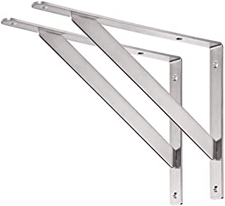 YUMORE 2 Pezzi Staffe per Mensole Pesanti,350 x 250 mm Supporto per Mensole a Parete in Acciaio Inox Supporti Tavolo a muro Reggimensola Angolo Retto