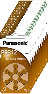 Panasonic PR312 Batterie zinco-aria per apparecchi acustici, Tipo 312, 1.4V, Batterie per apparecchi acustici, 10 confezioni (60 pezzi), marrone