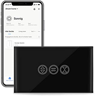 LoraTap Interruttore Tapparelle WiFi Nero, Interruttore Parete Touch Smart Comando per Tapparelle Elettriche e Persiane Avvolgibili, Controllo Vocale