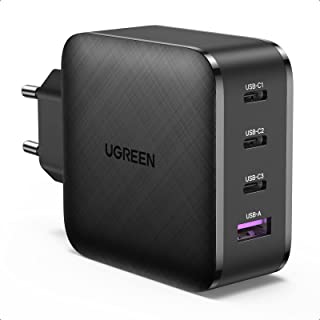 UGREEN Caricatore USB C 65W, Alimentatore USB C con GaN Tech, 3xUSB-C & 1xUSB-A Caricabatterie USB Compatibile 30W/25W/20W con iPhone 13/12/SE 2022/iP