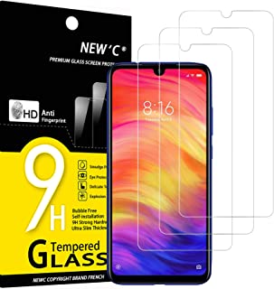 NEW'C 3 Pezzi, Vetro Temperato Compatibile con Xiaomi Redmi Note 7, Pellicola Prottetiva Anti Graffio, Anti-Impronte, Senza Bolle, Durezza 9H, 0,33mm