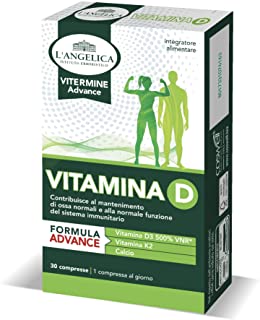 L'Angelica Integratore Vitamina D a Base di Vitamina D3, Con Vitamina K2 e Calcio, Favorisce il Mantenimento di Ossa Sane, Vegetariano, senza Glutine,