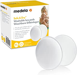 Medela Safe & Dry Coppette Assorbilatte Lavabili Coppette per il Seno Traspiranti e Lavabili, Confezione da 4 Coppette per Seno Riutilizzabili