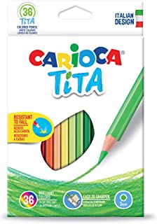 Carioca Matite TITA| Set Pastelli Colorati Esagonali con Punta Resistente per Bambini, Colori Assortiti, 36 Pezzi