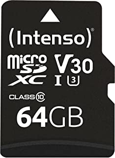 Intenso Professional 3433490 Scheda di memoria MicroSDXC da 64 GB (con Adattatore SD), Class 10 UHS-I, Nero