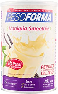 Pesoforma Smoothie Pasti Sostitutivi Dimagranti Shake Vaniglia, Ricco in Fibre, SOLO 201 Kcal per pasto - 16 Pasti - 440 Gr