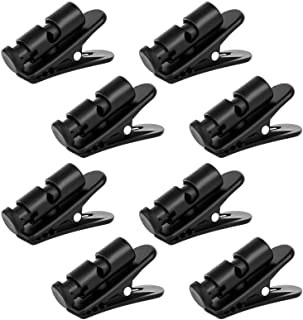 Huayue 8 Pezzi Clip per Cavo per Auricolare, Clip per Cuffia a 360 Gradi Nera Clip per Colletto per Cavo in Plastica Clip Manica per Fissaggio del Cav