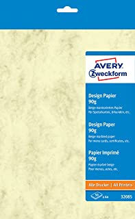 Avery Zweckform 32085 lettere e carta per certificati, inviti, formato A4, 90 g, confezione da 50 fogli, marmorizzato, colore: beige