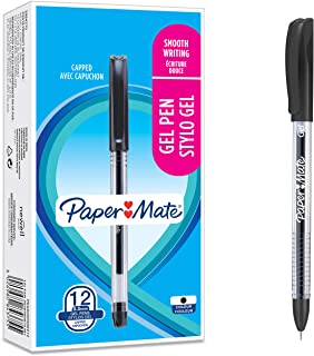 Paper Mate penne gel, punta ad ago (0,5 mm), nero, 12 pezzi