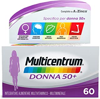 Multicentrum Donna 50+ Integratore Alimentare Multivitaminico-Multiminerale Apporto Completo, Vitamina D, Formulato per Combattere Stanchezza e Affati