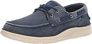 Skechers Status 2.0-LORANO, Scarpe da Barca Uomo, Blu (Navy/Canvas Navy), 44 EU