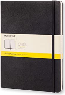 Moleskine Classic Notebook, Taccuino a Quadretti, Copertina Rigida e Chiusura ad Elastico, Formato XL 19 x 25 cm, Colore Nero, 192 Pagine