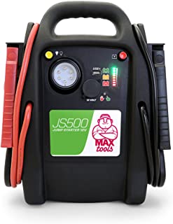 MAXTOOLS JS500 Avviatore Batteria Emergenza per Auto e Furgoni, 2200 A 22 Ah, per Motori 12 V Diesel e Benzina, Jump Starter, Booster, con Torcia LED