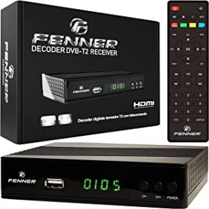 Decoder DVB-T2 HD 1080p SINTONIZZAZIONE AUTOMATICA HDMI HEVC Main 10 Bit H265 DOLBY-DIGITAL+ (aggiornamento disponibile "Manuale di installazione (PDF