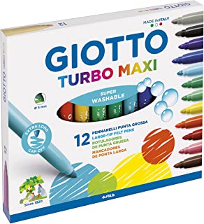 Giotto 454000 Turbo Pennarelli, Turbo Maxi Punta Larga, 5 mm, Confezione da 12